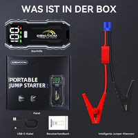 Démarreur de Voiture Portable avec Batterie Externe, Courant de Démarrage Élevé, Anti-Étincelles, Éclairage LED, USB-C/USB-A – Kit d'Urgence