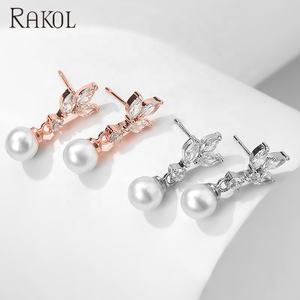 Rakol ต่างหูไข่มุก EP2438เซอร์คอนชุบทองเงินเครื่องประดับต่างหู hypoallergenic - Product Image 4