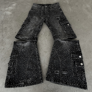 パンツ archive studs grunge flare denim y2k ZUNQKG Womens Y2K Black Flare Jeans Butterfly Jeans Girls