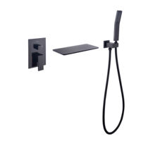 Ensemble de douche et robinetterie de baignoire en laiton bronze à poignée unique avec bec de baignoire et douchette à main