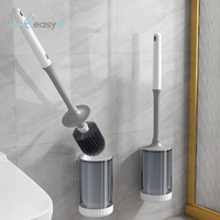 Brosse de nettoyage murale pour toilettes avec longue poignée, installation sans poinçon et nettoyage sans angle mort
