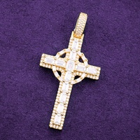 Pass Diamond Tester Hip Hop D Color Baguette Moissanite Pendentif croix celtique pour homme avec argent sterling 925 GRA