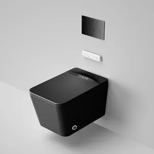 Toilette intelligente suspendue au mur Bidet européen Articles sanitaires sans rebord en céramique WC Toilettes à chasse d'eau sans rebord P-trap