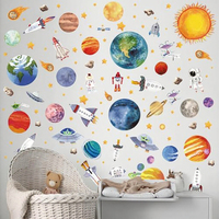 Milaosk Autocollants muraux autocollants en vinyle pour enfants, décorations murales planètes et astronautes pour chambre de bébé, enfant, fille, salle de classe