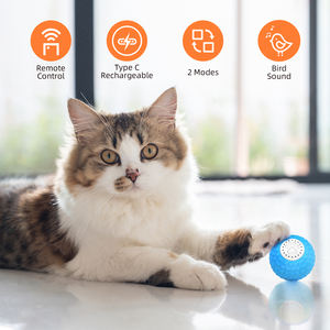 2024 yeni şarj edilebilir interaktif Pet oyuncak top kedi köpek için LED uzaktan kumanda ile TPU sıçrama ses kedi oyuncak top - Product Image 4