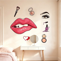 Autocollants muraux amovibles en forme de lèvres rouges sexy, art mural en PVC auto-adhésif 3D pour salon de beauté, chambre de filles