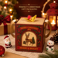 Boîte cadeau de Noël vintage avec couvercle cloche 3D, ruban et poignée, pour emballer pommes, biscuits et bonbons de Noël, rouge et vert, 2 couleurs