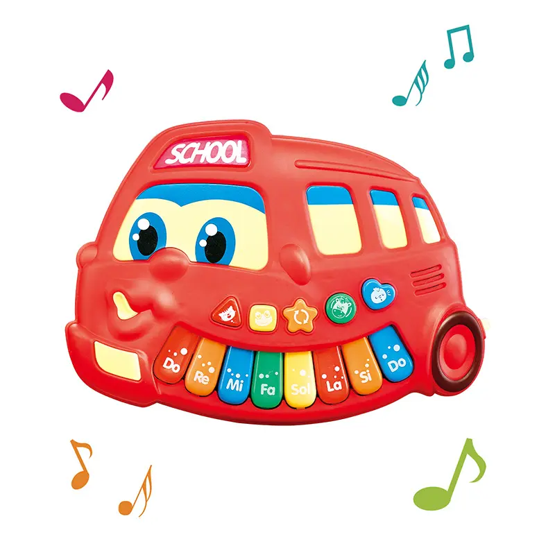 प्रकाश और संगीत के साथ इलेक्ट्रिक कार्टून बस अंग शैक्षिक संगीत खिलौने बच्चों के लिए