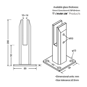 Chuanlan Modern Stainless Steel Glass Spigot Clamp Frameless Pool Fence Glass Railing Balcony Stair Villa Hotel Brushed <strong>Metal</strong> - Product Image 2