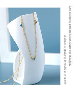 Collar de Cadena Cubana de Diseño Clásico en Oferta, Engaste de Garra, Chapado en Oro de 14K, Latón, Cobre, Circonita, Patrón Geométrico, para Mujer - Product Image 1