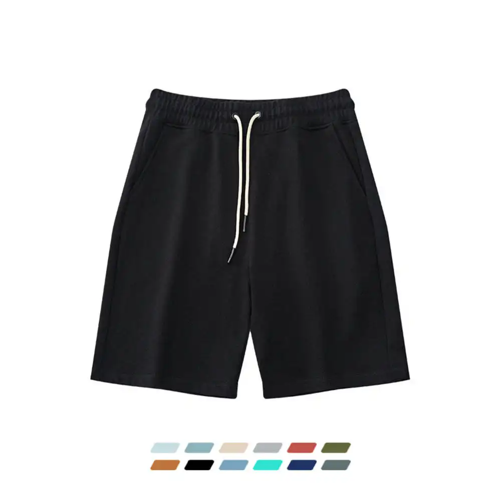 360GSM shorts franceses terr Spot, shorts 100% algodão masculinos de alta qualidade, personalizados em 12 cores selecionadas