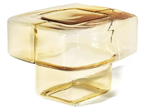 Table d'appoint carrée en verre soufflé 20'' L520*W520*H390mm 520mm 52cm Jaune Ambre Verre Clair Table Basse Mobilier de Loisirs
