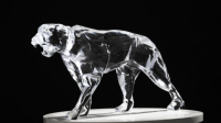 Sculpture de léopard en résine transparente peinte à la main, écologique, prix d'usine, grande décoration d'intérieur, ornements