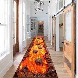 Alfombra de corredor de llama de ilusión óptica 3D, alfombra de cocina larga de <span class=keywords><strong>Lava</strong></span> abstracta, alfombra Retro de roca con grietas, Alfombra de entrada hecha a máquina para el hogar - Product Image 2