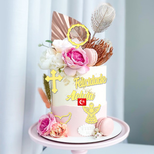 Décoration de gâteau en acrylique avec <span class=keywords><strong>croix</strong></span> dorée et bébé pour baptême, décoration de fête, décoration de cupcake - Product Image 3