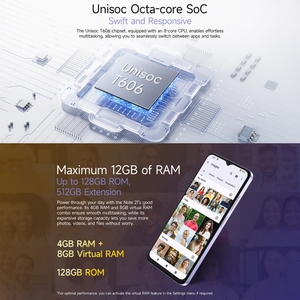 Ulefone Note 21 Android14 Identification faciale et empreinte digitale 4 Go + 128 Go 6.56 pouces Téléphone portable Unisoc T606 Octa Core 4G Smartphone OTG double SIM - Product Image 5