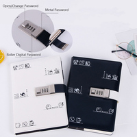Organizador de cuero Pu con contraseña para notas, organizador de diario, cuaderno de estudiantes de dibujos animados, novedad