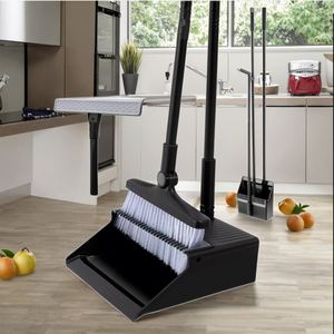 ชุดที่โกยผงแบบหมุนได้ Maxfree Home Household Cleaning พร้อมด้ามจับยาวพับได้ ทำจากพลาสติกสีดำ PET นุ่ม ราคาประหยัด - Product Image 4