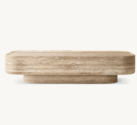 Mobilier de salon moderne et luxueux Table basse en pierre naturelle travertin
