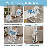 Chaise haute multifonctionnelle pour bébé avec plateau double inclinable et pliable, ceinture de sécurité 5 points, vente en gros
