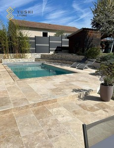 Yushi Nhà Máy Giá hồ bơi đối phó giảm tự nhiên đá vôi pavers cho ngoài trời travertine mô hình pháp sàn gạch - Product Image 2