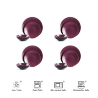 16 Pc Prune Élégant Grès Ensemble Populaire Vente Chaude Bols De Cuisine Assiettes En Céramique Tasse À Café Ensembles De Vaisselle pour 4 Personnes