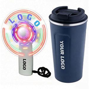 Ventilateurs portables lumineux personnalisables en gros, mini-ventilateurs LED à main pour événements professionnels et cadeaux promotionnels - Product Image 1