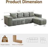 Cloud Boneless Couches für Wohnzimmer Getuftetes Modulares Ecksofa Beweglicher Ottoman L-förmiges Memory-Schaum Chenille-Sofa