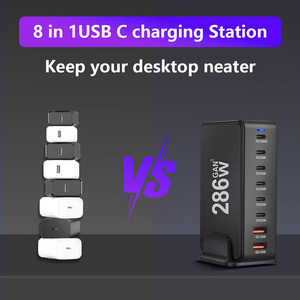 New 286W GaN Multi-ports USB <b>Type</b> C Fast Charger Multiple Ports PD QC4.0 Desktop Fast Charger Mobile Phone Charger <b>Adapter</b> - Product Image 5