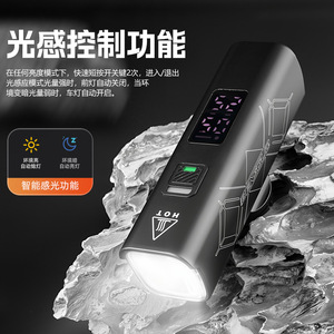Yueli <b>Bicycle</b> <b>Light</b> Aluminum Alloy Digital Display <b>Light</b> Sensor Control Headlight Night Riding USB C Charging IPX4 Waterproof LE - Product Image 3