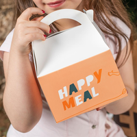 Emballage à emporter pour poulet de style KFC personnalisé, Happy Meal, boîte à lunch pour enfants, conteneur alimentaire, dossiers, boîte en papier, poignée, gaufrage