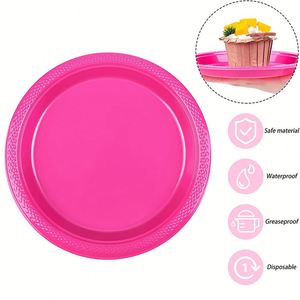 Assiettes rondes jetables écologiques en plastique de 9'' et 10,25'' pour servir des aliments, des fruits et des desserts lors de mariages et de fêtes - Product Image 3