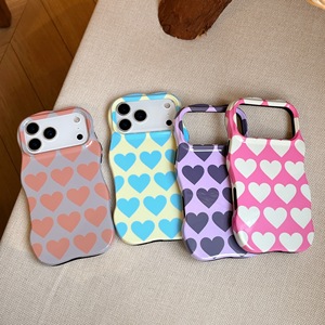 Coque <span class=keywords><strong>de</strong></span> téléphone Love Heart 2 en 1 TPU+PC brillante pour iPhone 14 15 16 17 Pro Max, bords ondulés, toucher confortable, protection antichoc, coque rigide - Product Image 1
