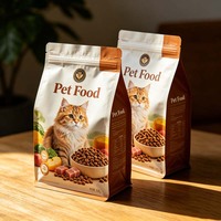 Sacs personnalisés à fond plat en aluminium avec fermeture éclair pour aliments secs pour chatons, emballage hermétique pour une conservation longue durée des aliments pour animaux de compagnie