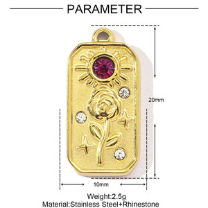 Retro vergoldete <span class=keywords><strong>Tarot</strong></span> karte Engel Edelstahl Anhänger Stilvoller Stern und Blume Edelstahl Anhänger Schmuck - Product Image 2