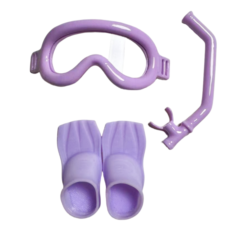 Purple - Diving glasses + flippers