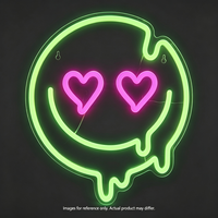Enseigne néon LED Smiley Cœur-yeux, Lumière néon effet gouttelette Emoticon de dessin animé pour Chambre, Bar, Fête, Décoration murale et intérieure