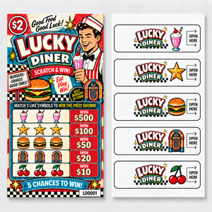 Nouveau style américain, impression couleur personnalisée avec logo, double face, données variables, cinq fenêtres, tickets à déchirer avec languette - Product Image 2