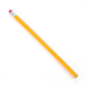 定制7.5英寸六角形木铅笔，带标志印刷2号黄色学校铅笔，顶部橡皮预削尖HB铅笔散装