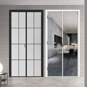 Puerta Plegable Impermeable de Vidrio Templado Minimalista, Estilo de Diseño Francés, Partición Interior Plegable Simple de Acero para Baño - Product Image 2