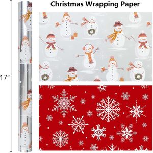 Christmas Wrapping Paper Reversible Silver Snowman Design 17 In X 32.8 Ft Gift <b>Wrap</b> For Holiday Craft Use - Product Image 4