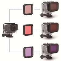 HONGDAK pour accessoires gopro rouge + rose + violet boîtier étanche protecteur sous-marin de plongée pour filtres Go Pro Hero 7 Len
