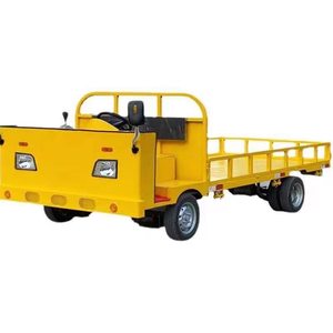 Yellow Electric Flatbed Utility Truck with Enclosed Cab and Open Cargo <b>Bed</b> - Product Image 5