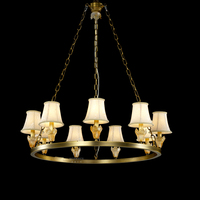 Lampe de table à LED traditionnelle en laiton de haute qualité VH, design élégant rond doré, abat-jour en tissu adapté à l'éclairage de la chambre d'hôtel