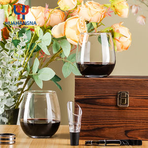 Logo kustom 16oz 480ml kacamata tanpa batang anggur merah bening kristal dengan aksesori kotak hadiah kayu untuk promosi - Product Image 5