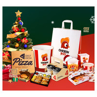 Boîte d'emballage en papier jetable personnalisée de qualité alimentaire frites poulet pépites, récipient en papier pour fast-food hamburger