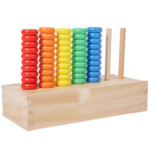 Montessori Wooden Stacking Rings Educational Toy Colorful Counting Beads Math Game for Kids Early Learning Number Teaching - Product Image 1