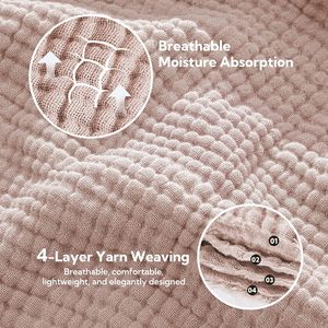 Coperta in Mussola Morbida con Nappe, Leggera e Traspirante in Cotone, per Divano e Letto, Adatta a Tutte le Stagioni - Product Image 2