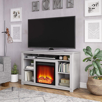 Meubles de salon de luxe de style moderne du milieu du siècle avec support TV LED, table de cheminée en bois, unité de rangement pour hôtels