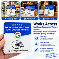 Carte de visite personnalisée RFID NFC QR 13,56 MHz, étanche, 12x12cm, NTag213 215 216 pour hôtel, carte de commentaires Google